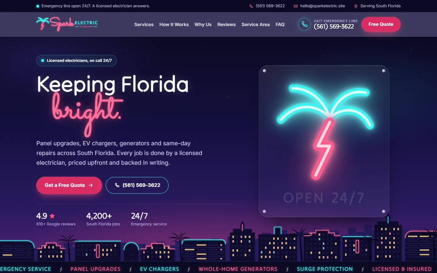 The electrical website we built for Spark Electric