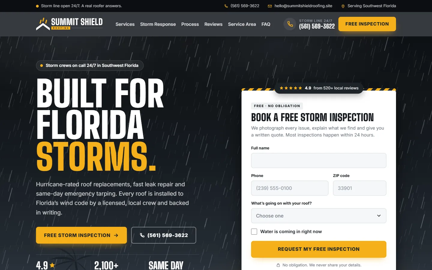 The roofing website we built for Summit Shield Roofing