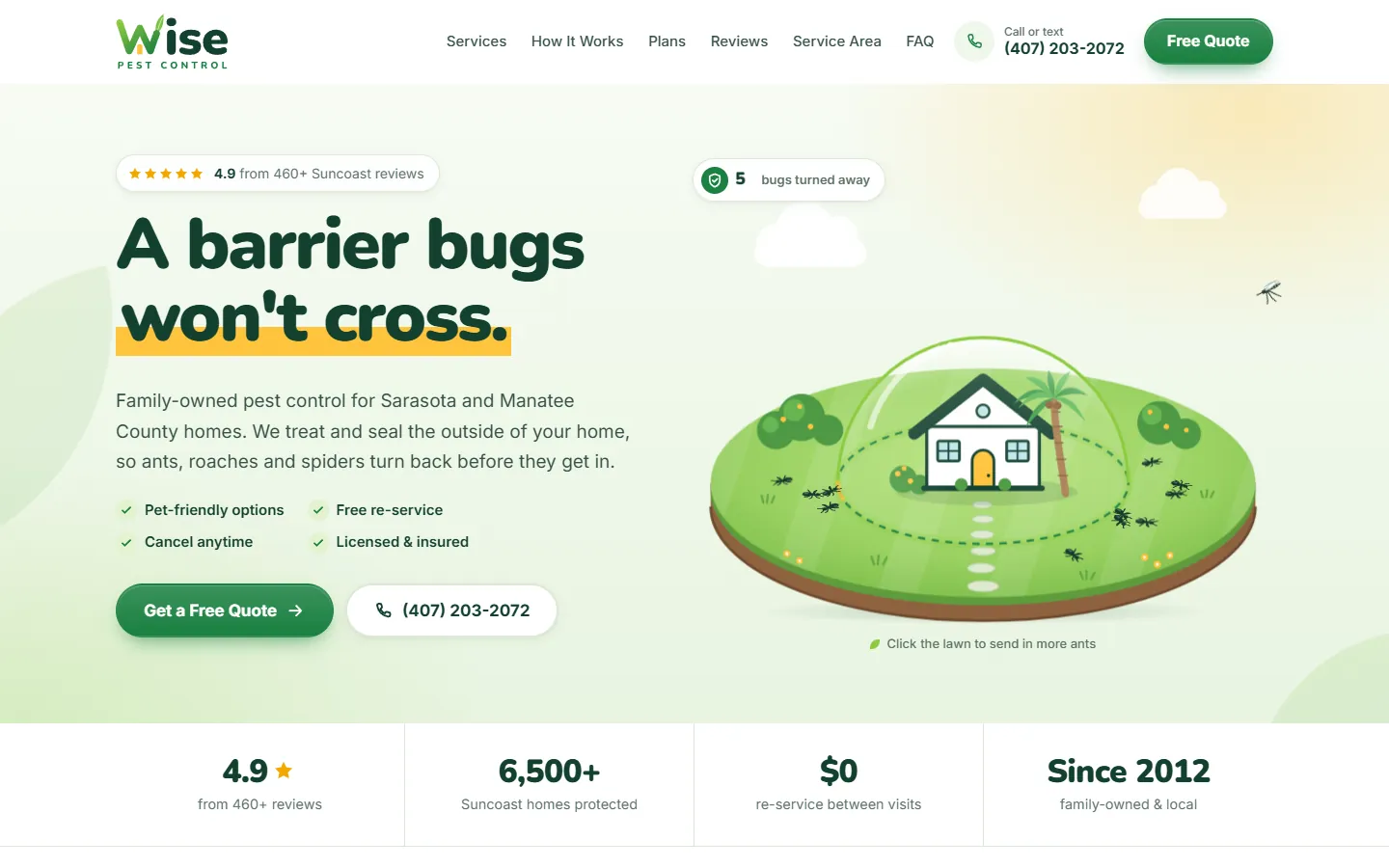 The pest control website we built for Wise Pest Control